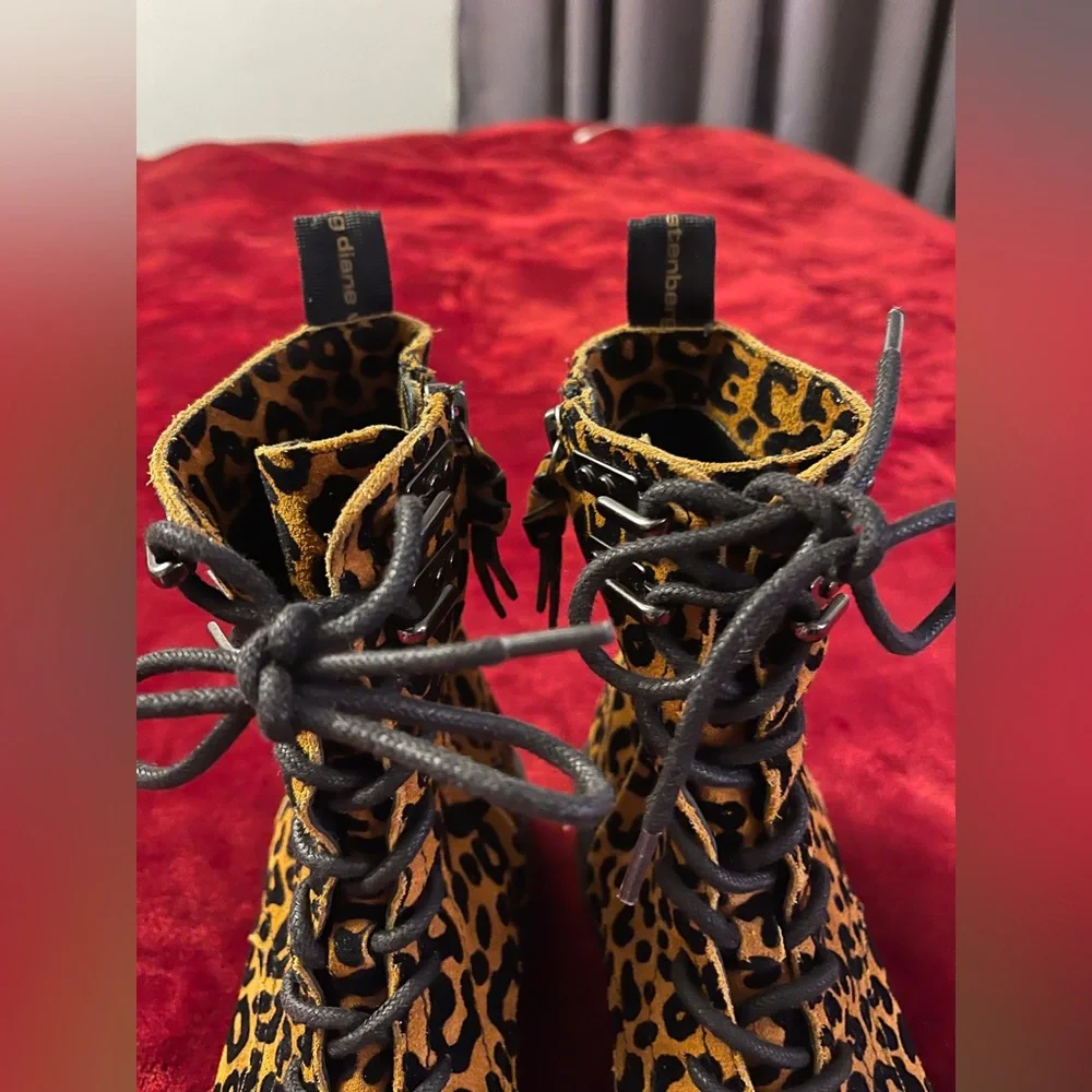 Diane Von Furstenberg DVF In Charge Leopard Ankle Boots‎ 6.5 - Picture 5 of 16